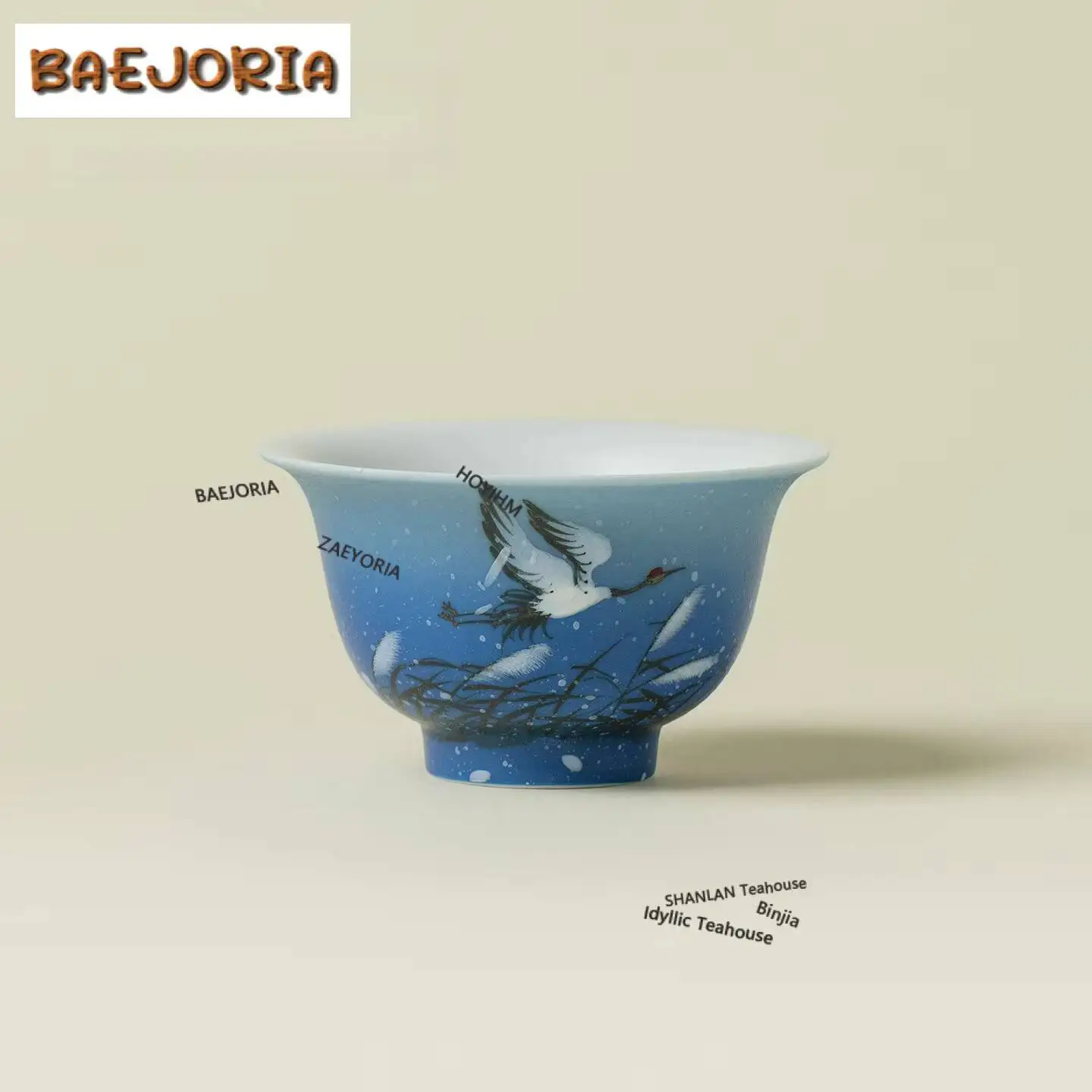 60ml Hand Painted Crane Teacup Vintage Tea Bowl Tea Cup Set Tea-tasting Personal Cup Jianzhan Master Cups Drinkware Ornaments