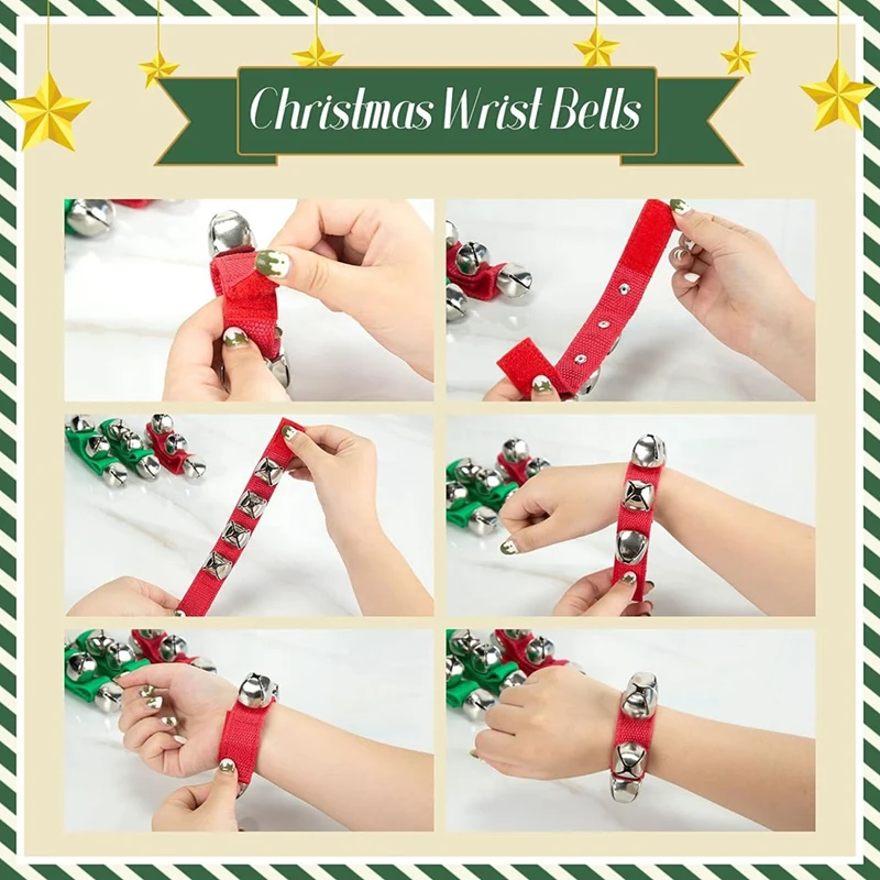 8PCS Wrist Band Jingle Bells, Christmas Wrist Bells Percussion Musical Rhythm Toys For Christmas 8.5Inch Durable Easy To Use