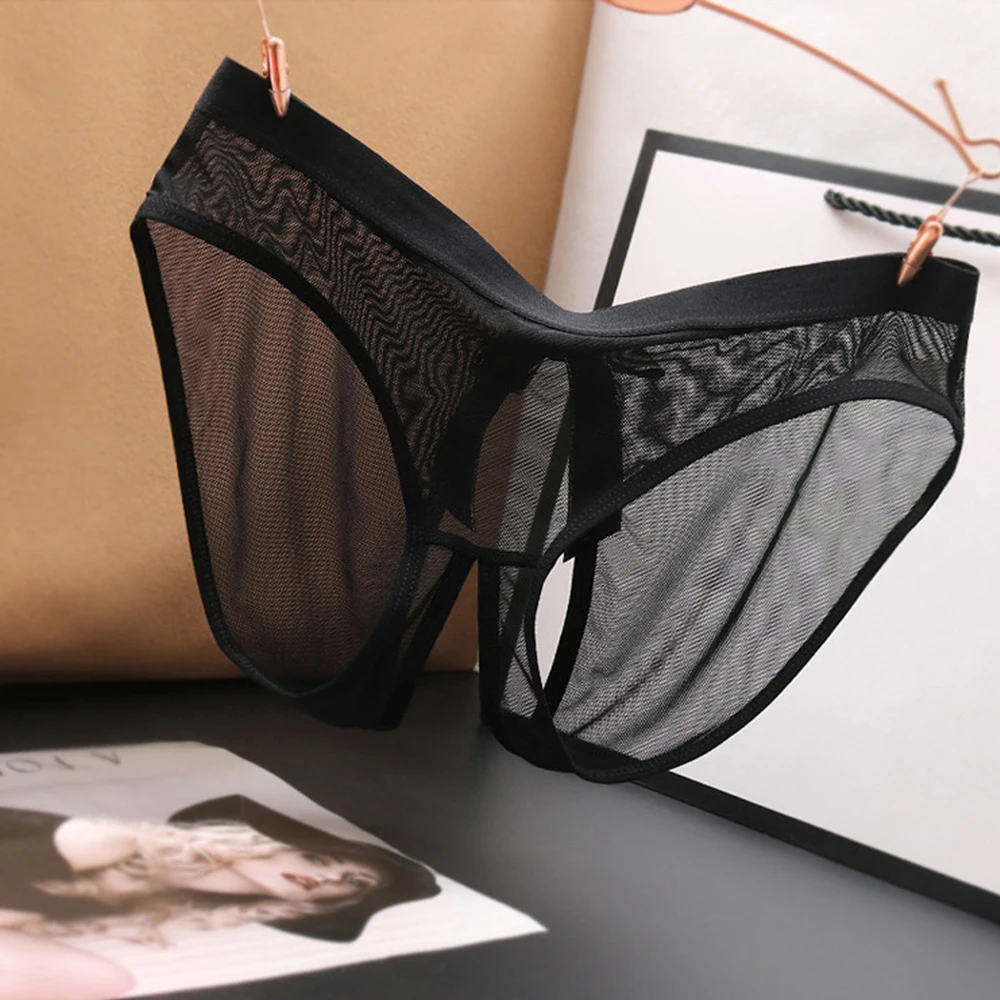 ملخصات النساء سراويل Crotchless منظور سلس الملابس الداخلية النسائية الدانتيل الملابس الداخلية جوفاء اليابانية منخفضة الخصر