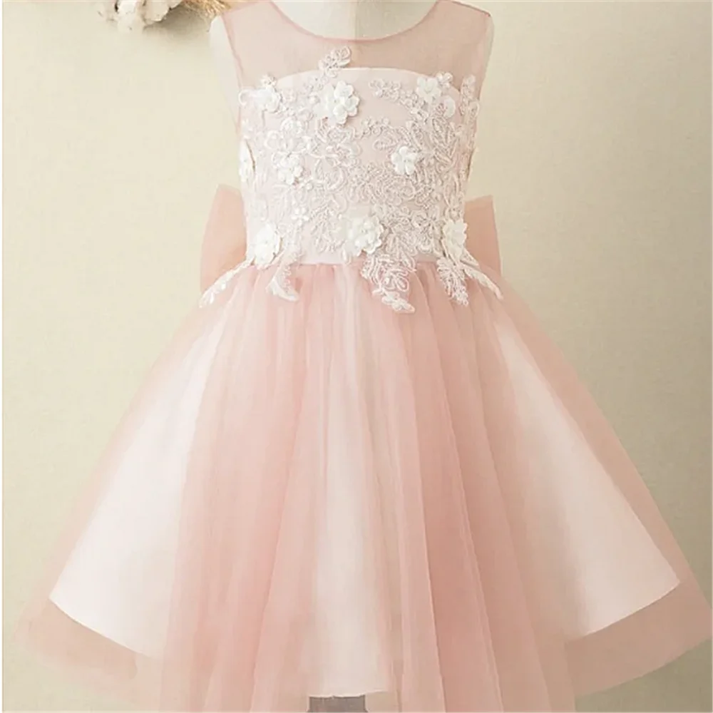 Robe de première communion pour enfants, robes de demoiselle d'honneur ange rose, appliques en tulle pour mariage, fête d'anniversaire, cadeau de banuqet