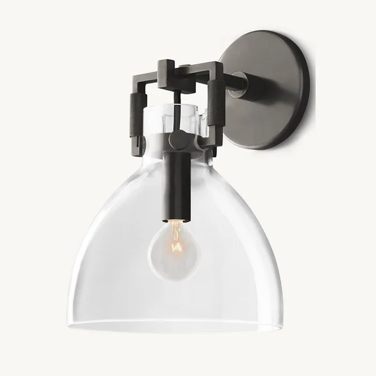 Prosta, w całości miedziana, luksusowa kryształowa lampa ścienna do sypialni, na ścianę przy łóżku, do tła telewizora, lampa ścienna do korytarza.