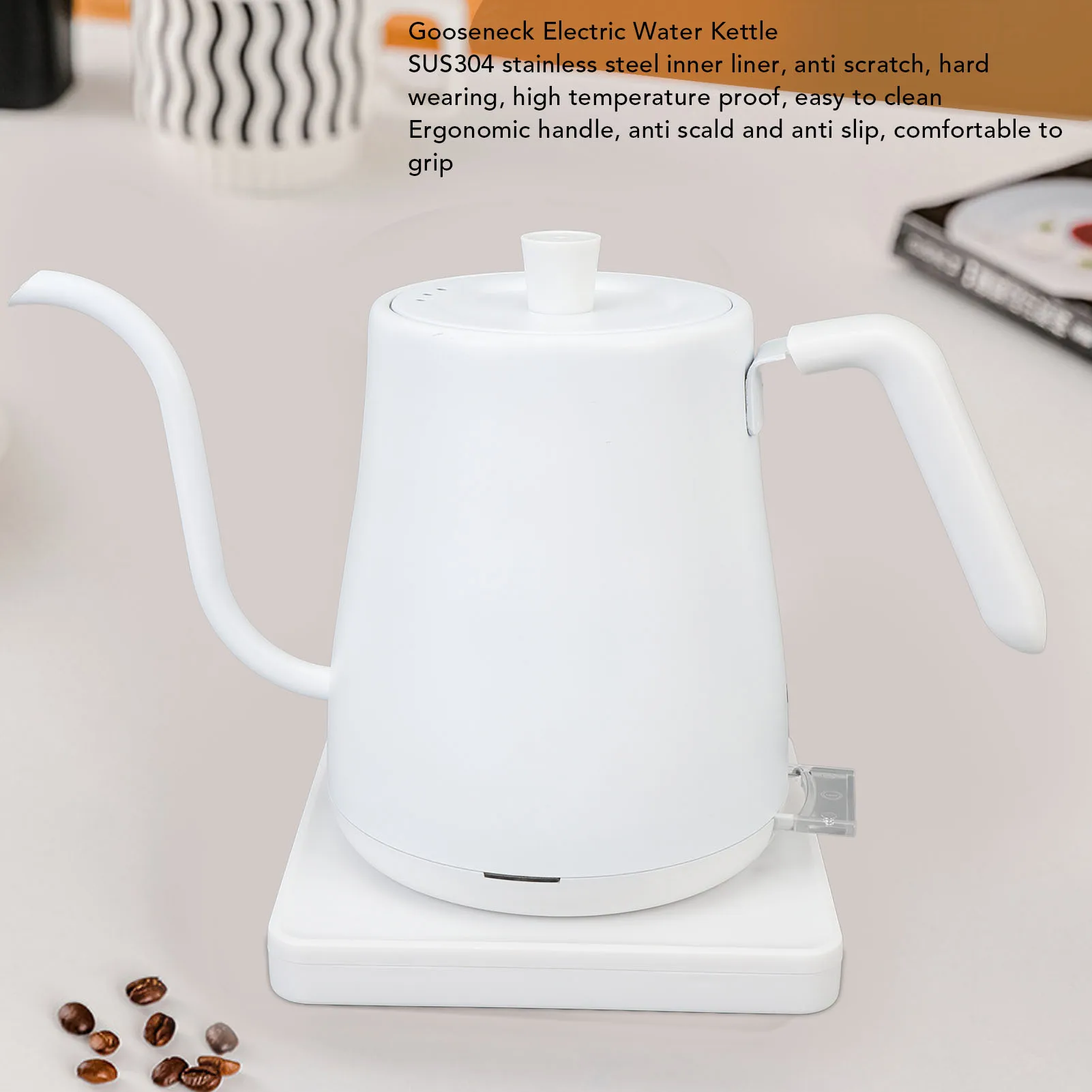 -For Electric Gooseneck Kettle 800ml 1000W Auto Power Off ABS 304 Stainless Steel Pour Over Kettle*