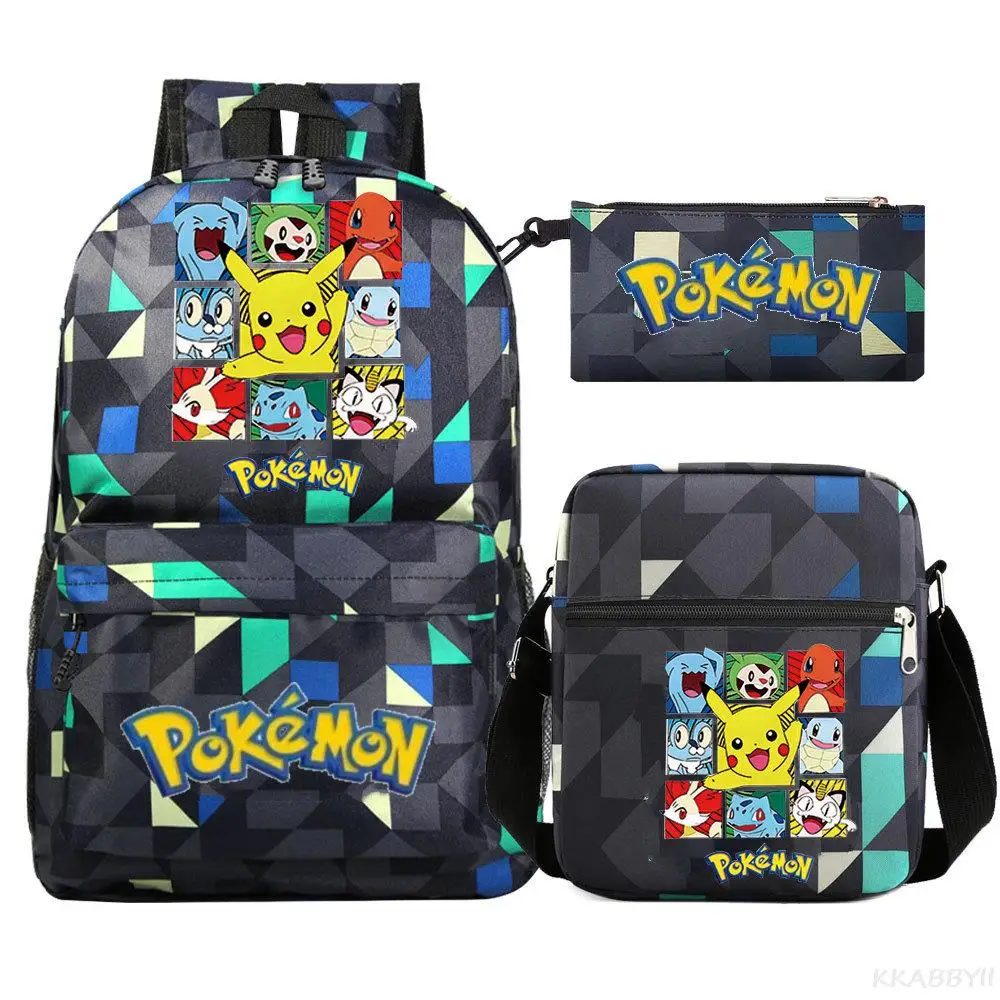 3pcs POKEMON GO Backpack Women Men Laptop Backpack Capacity Pikachu School Bags Mochila for Teenagers Boys Girls Backpack Travel