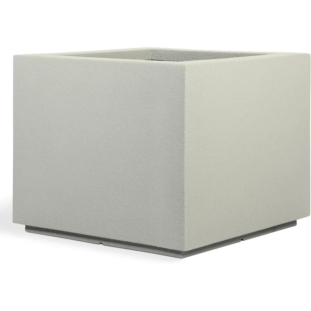 

PolyStone Monterray Modern Outdoor/Indoor Square Planter, Lightweight, Heavy Duty, Weather Resistant, Polymer Finish, Commercial