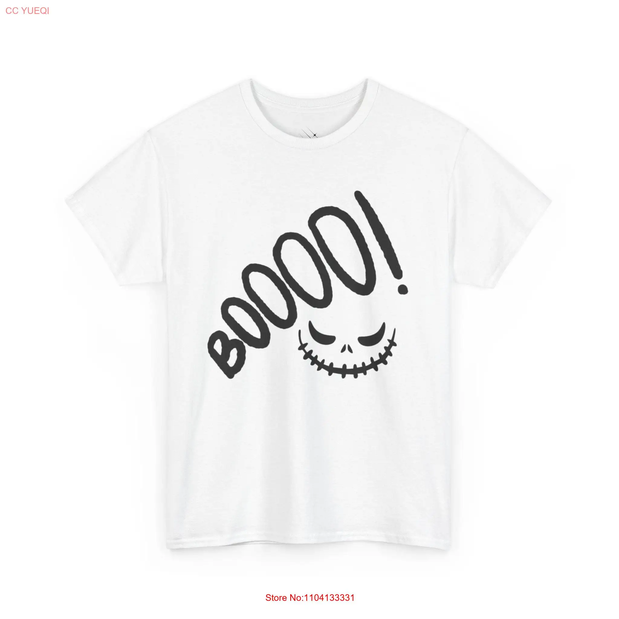 Scary Smile BOOOO T Shirt Halloween Costume Spooky Creepy Ghost Top Horror Movie Fan Apparel Trick or Treat Outfit