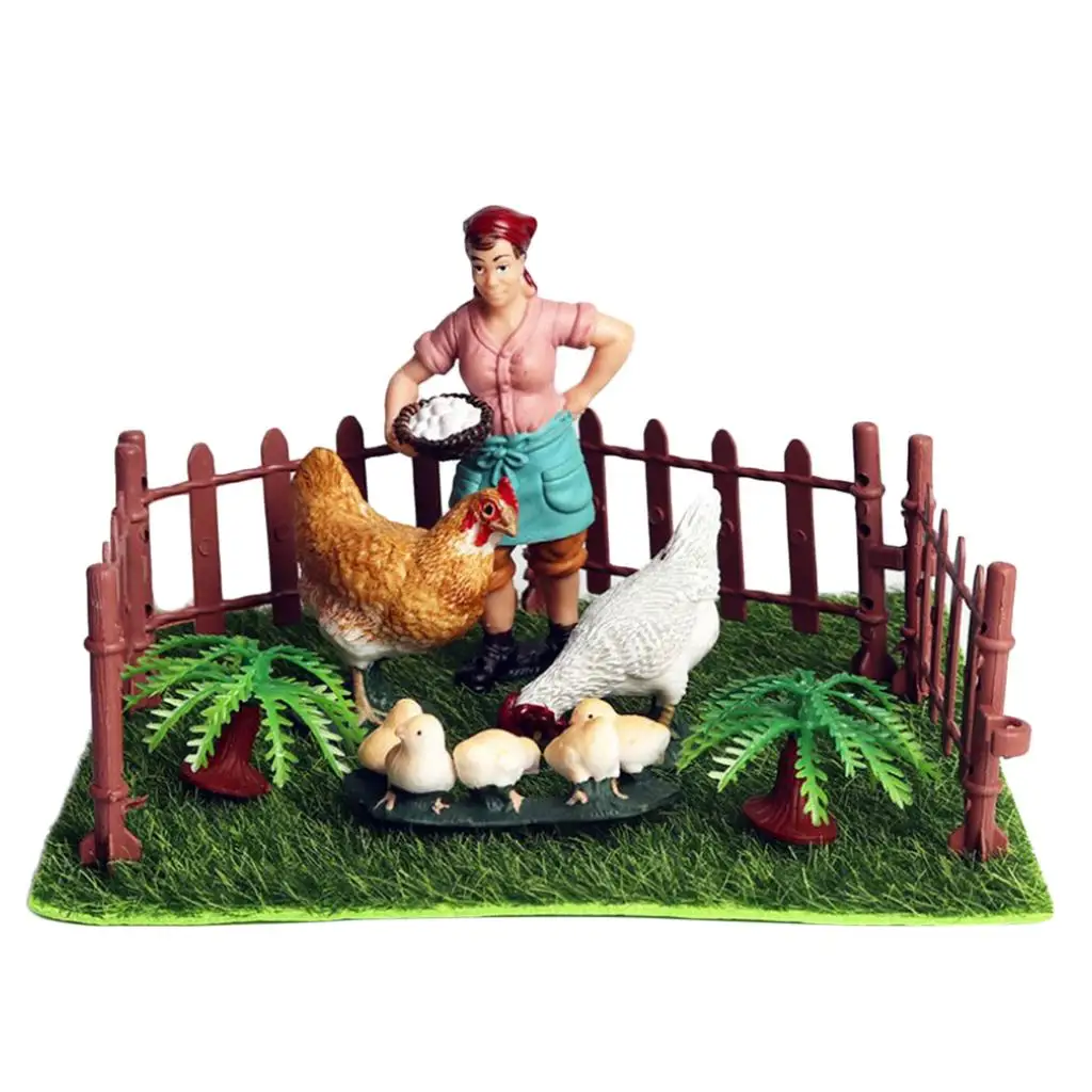 Chickens Animal Figure Miniature Farm Micro Landscape DIY Ornament Decor