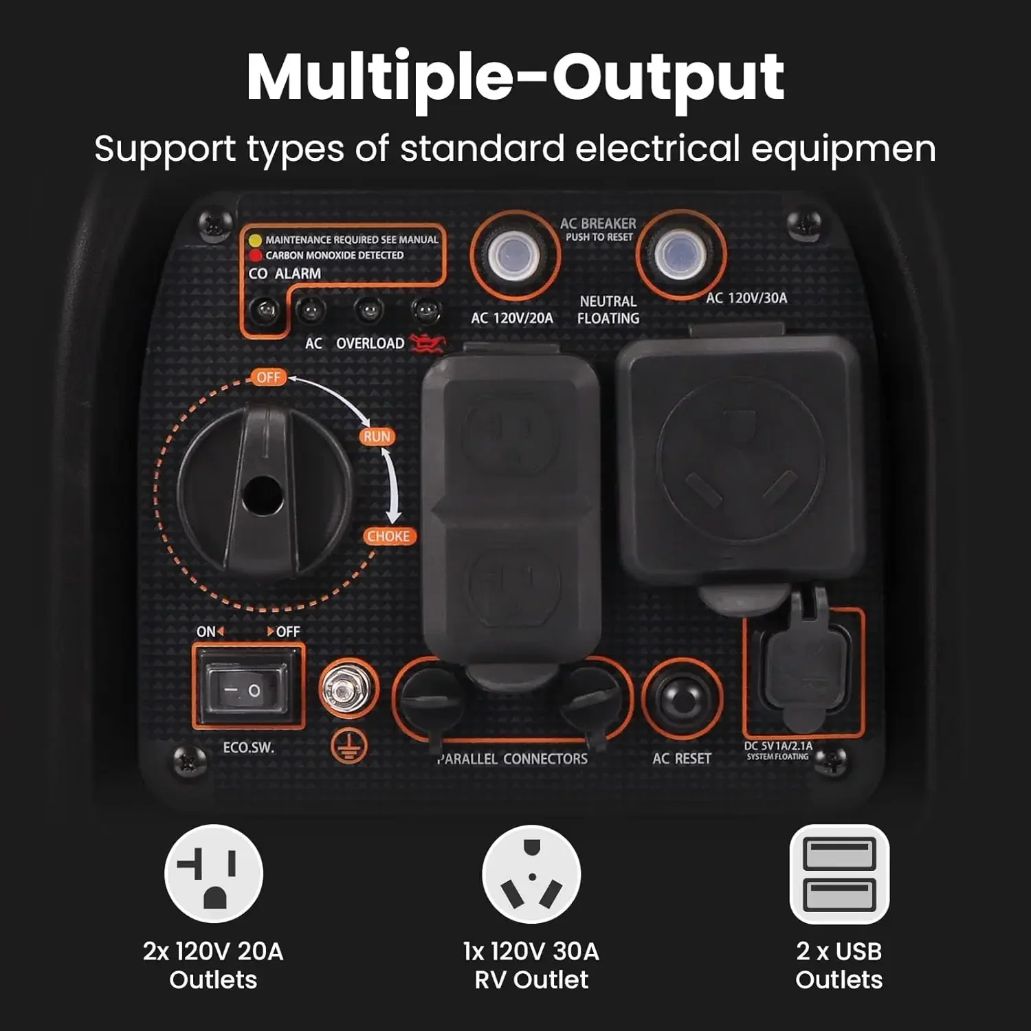 XMSJ 3500W مولد عاكس محمول يعمل بالغاز ومتوافق مع EPA وخفيف الوزن للطاقة الاحتياطية المنزلية
