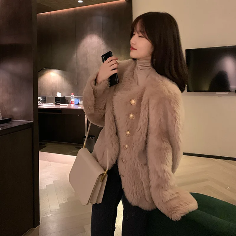 

MENINA BONITA 2022 Autumn Winter Tuscany Lamb Fur Warm Coat Fashion Women Luxury Loose Thick Sheep Shearing Wool Coat Streetwear