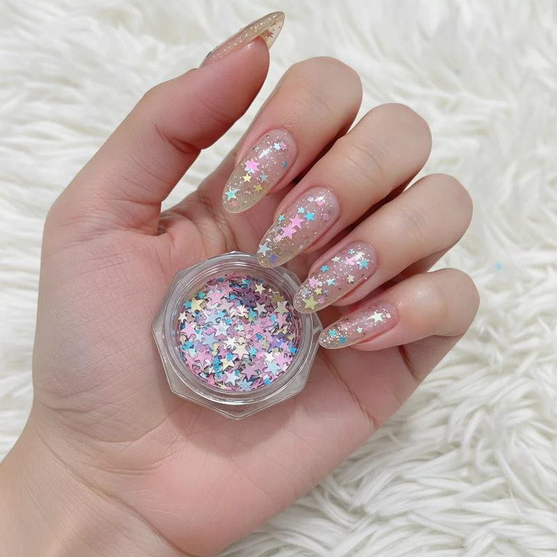 Colorful Laser Five-Pointed Star Nail Glitter Mixed Sequins DIY Nail Art Decor for All Manicure Styles