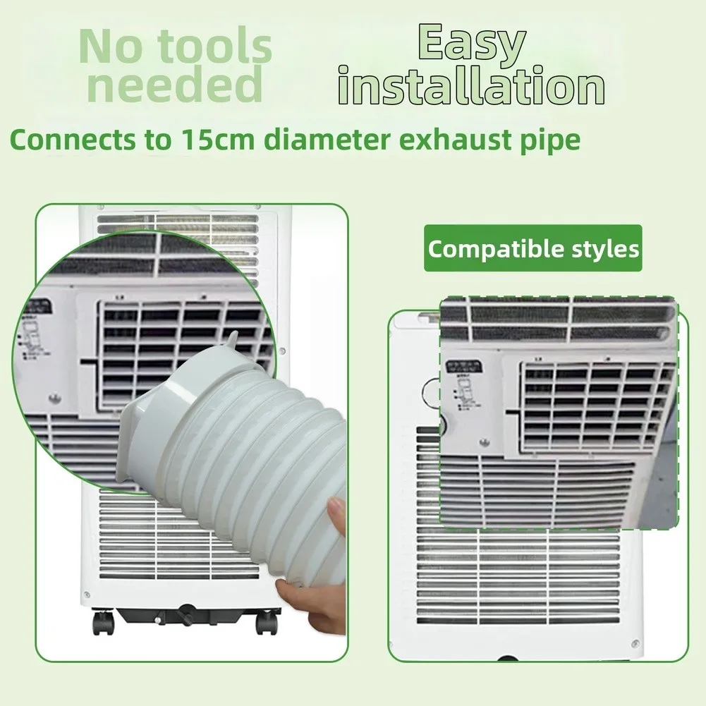 15cm Hose Adapter for Midea Portable Air Conditioners White ABS Interface Fits 5.9 Inch Rectangular Duct Opening