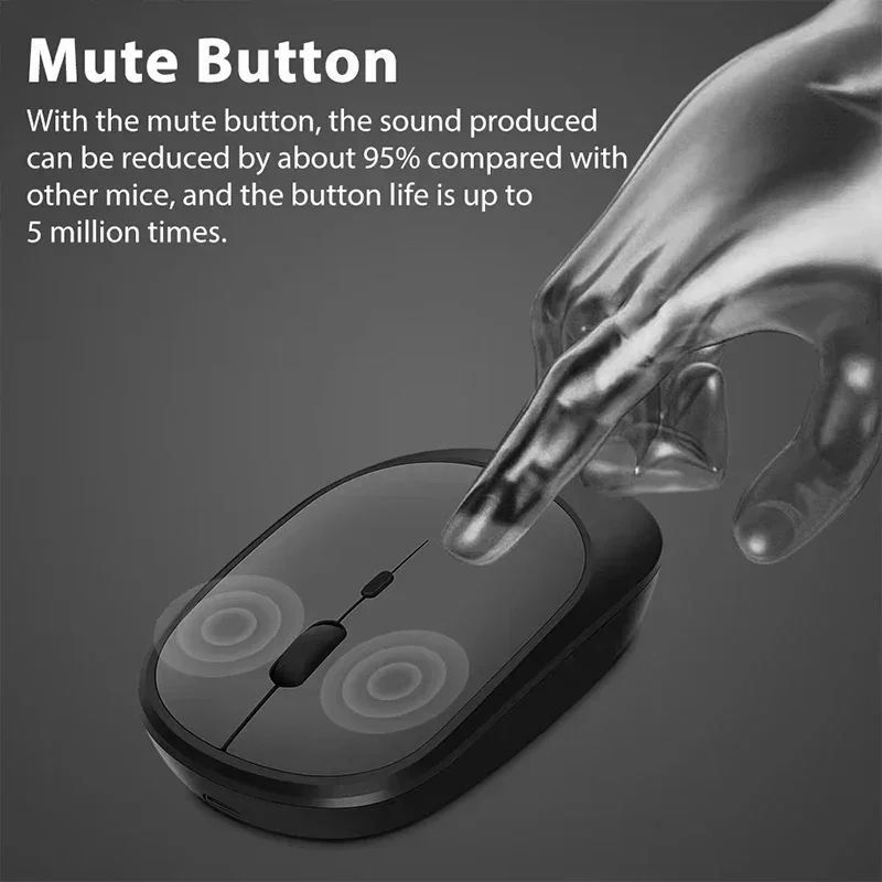 Wireless Mouse Bluetooth-compatible Rechargeable Dual-mode Mouse with USB Receiver for Android Windows IOS Silent Mouse For PC