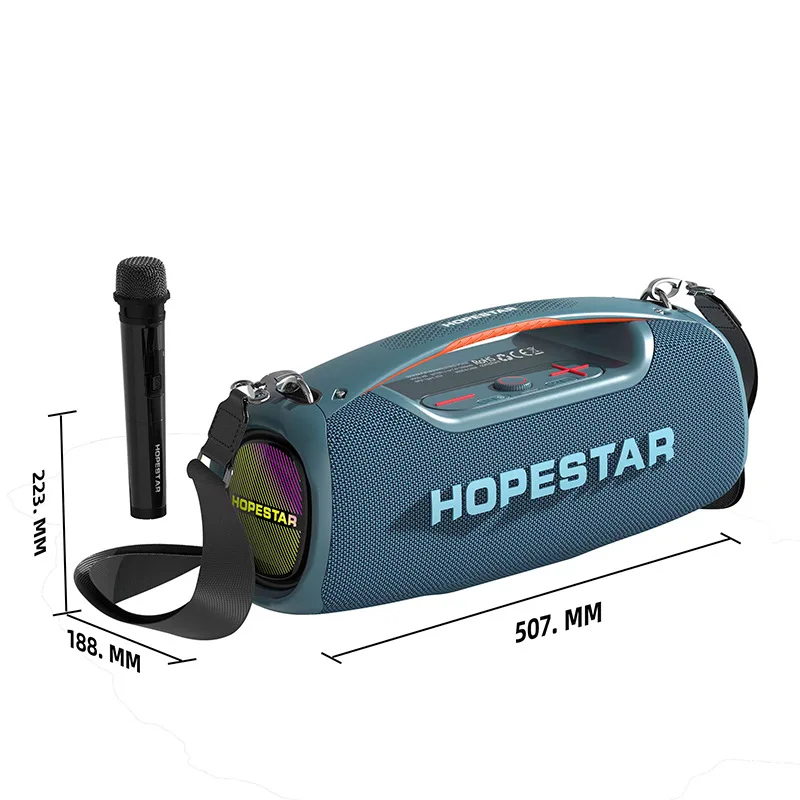 Hopestar Speaker  100W Subwoofer Speaker High Quality Loud Portable Audio Player A60  Connectivity Home Microphone