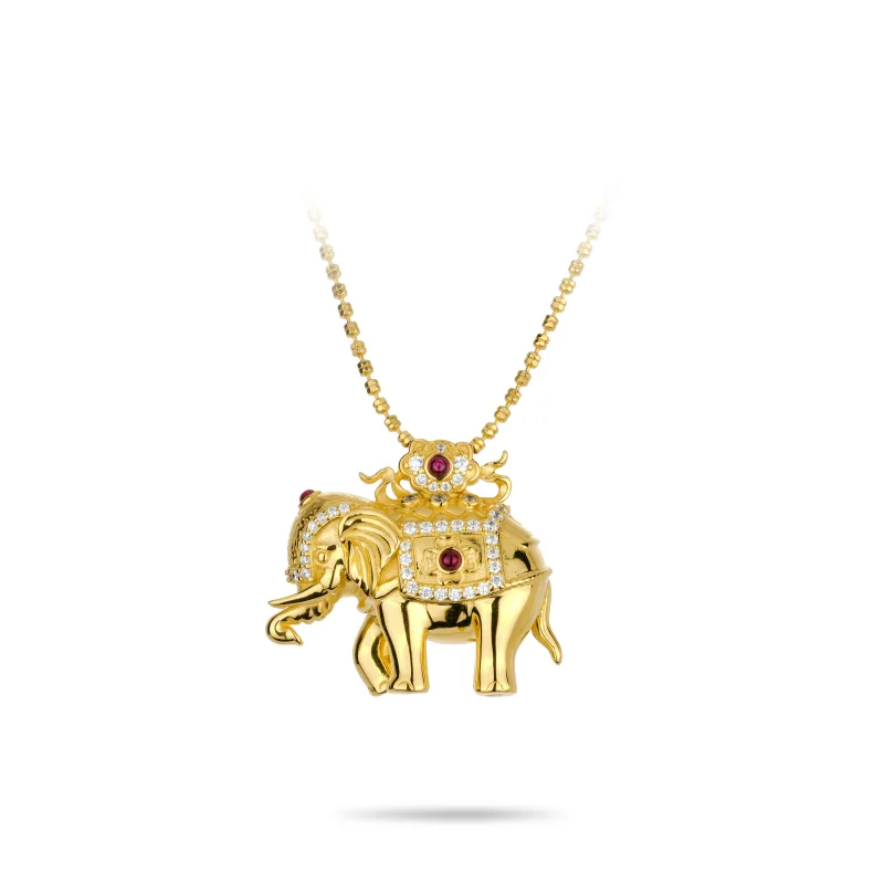 ZOCA 925 Sterling Silver Elephant Pendant Necklace For Women Metal Gold Color Jewelry For Daily Life Trendy Accessories