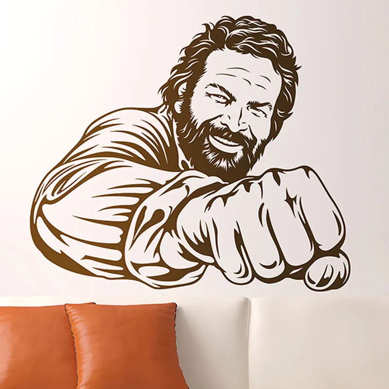 Sticker Mural Bud Spencer Famous Famous Italian Comedian Actor Portrait Vinyl Deco Humorous Wall Decortion A421