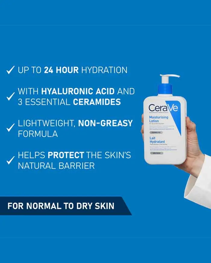 CeraVe Moisturising Lotion Lait Hydratant, Fragrance Free For Dry to Very Dry Skin 8 FL OZ (236ml)