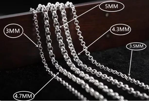 100% 999 pure silver chains necklace real silver sweater necklaces long chains 80cm