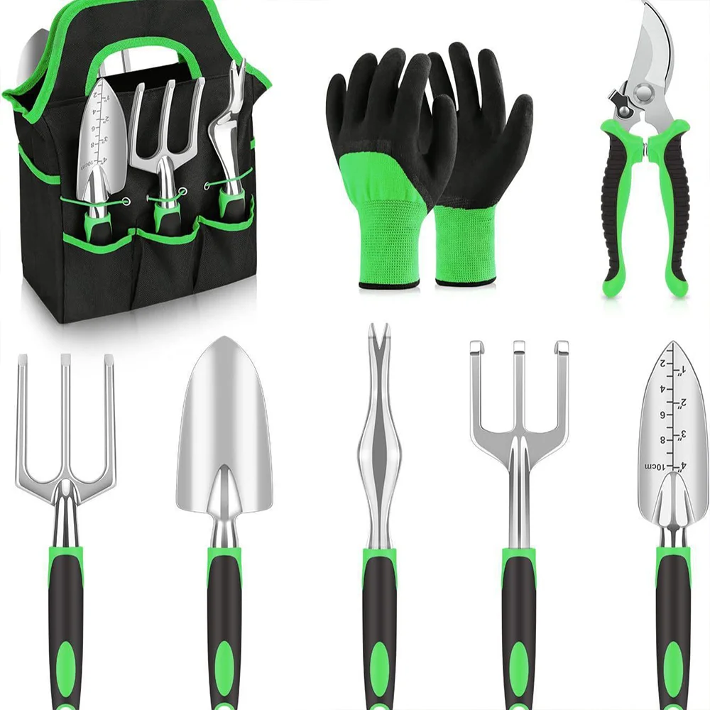 8Pcs Gardening Tool Set Including Pruners Gloves Rakes Shovels Etc For Planting Pruning And Transplanting