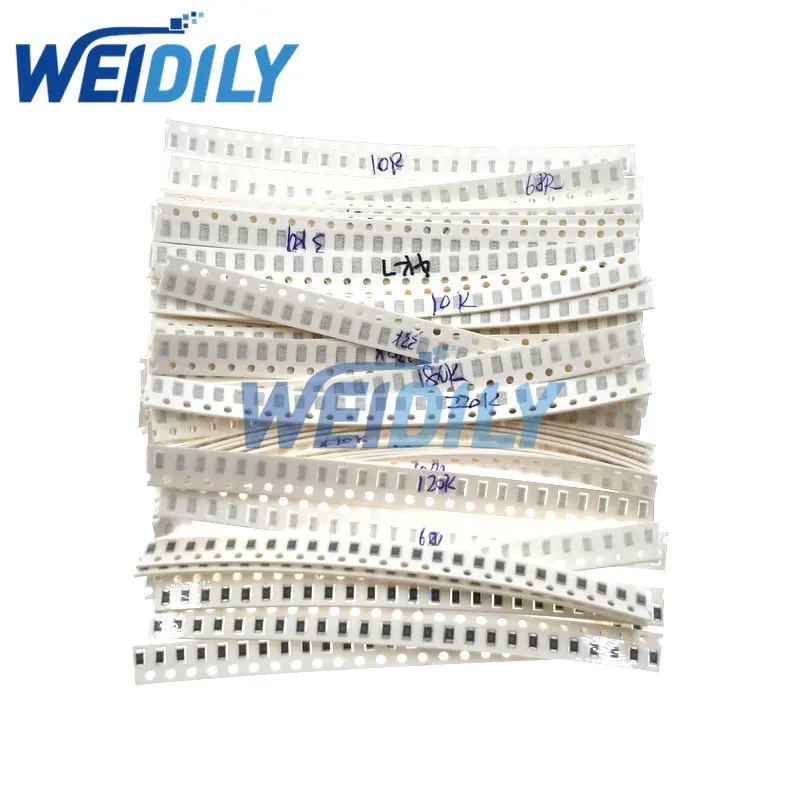 1250 buah 50 nilai 1206 SMD Kit Resistor 0R ~ 10MR baru dan asli Set berbagai macam resistansi Chip