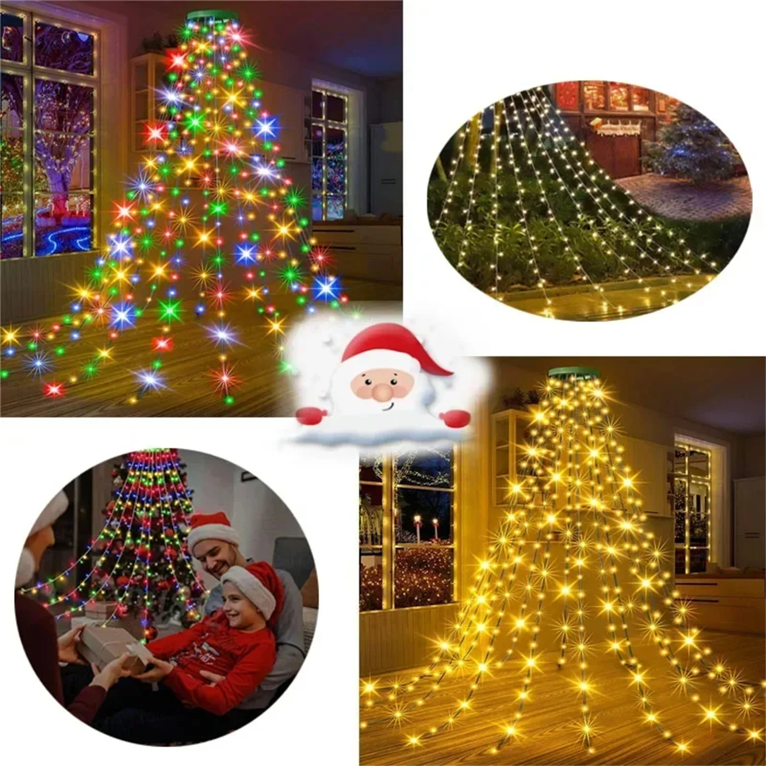 LED Fairy String Light Outdoor Waterfall Lamp USB Rechargeable for Wedding Holiday Garden Decoration Christmas Tree String Light