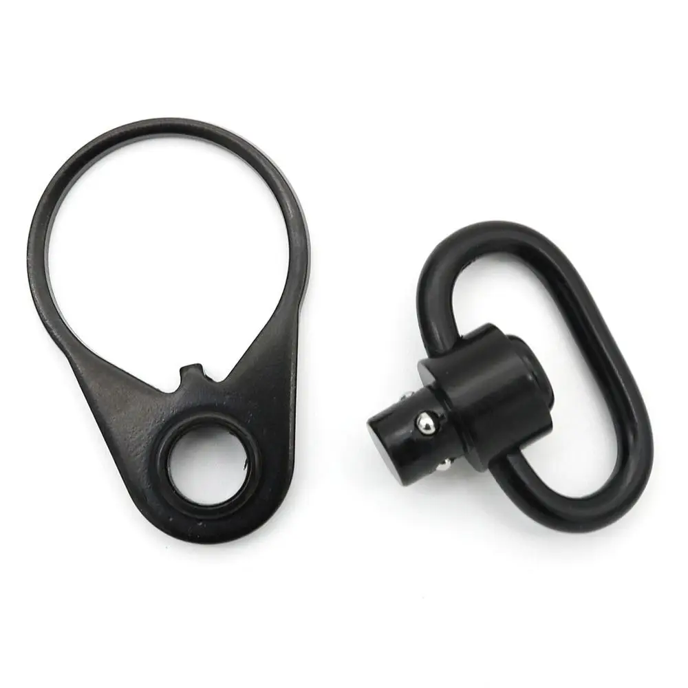 2pcs 2 Styles Swivel Shoot Slings Black Metal Rings Rotating Buckle Elastic QD Ring Hunting Buckle Quick Release Buckle