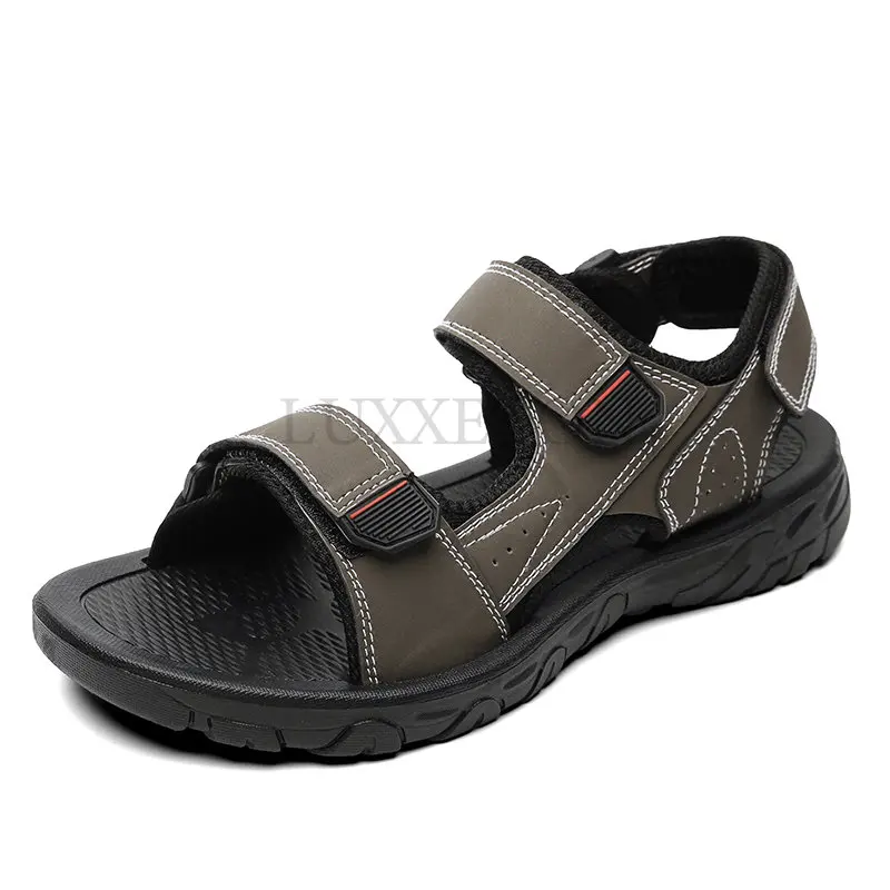 Men Leather Sandals Beach Sandals Shoes Non-slip Personality Slippers Outdoor Breathable Casual Shoes Comfortable Size 39-47