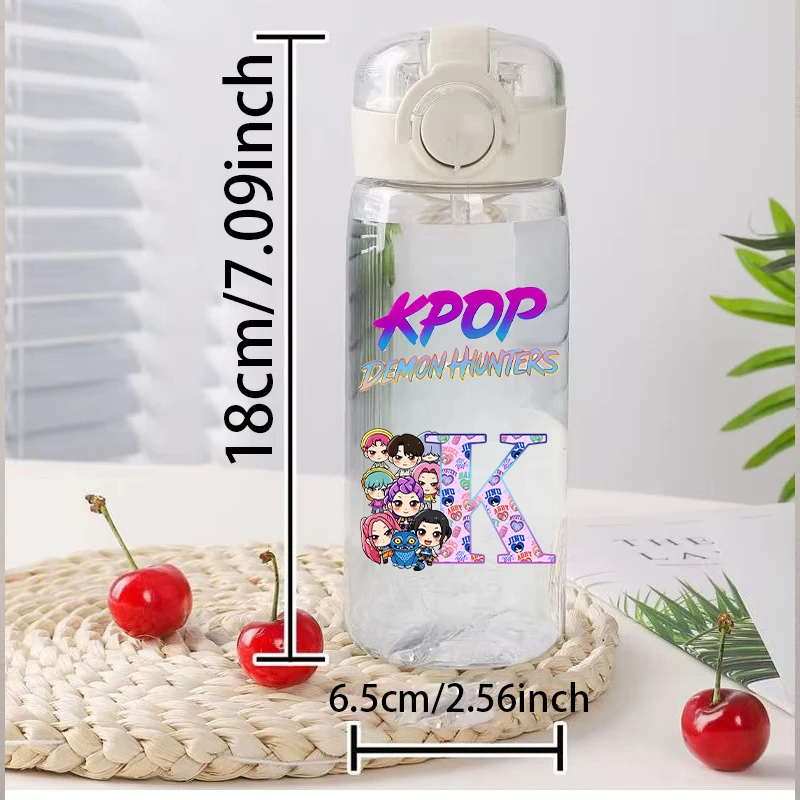 

KPop Demon Hunters 400ml Straw Plastic Cup grils boy Portable Travel Cup letter print Water Bottle student Drinking Bottles gift