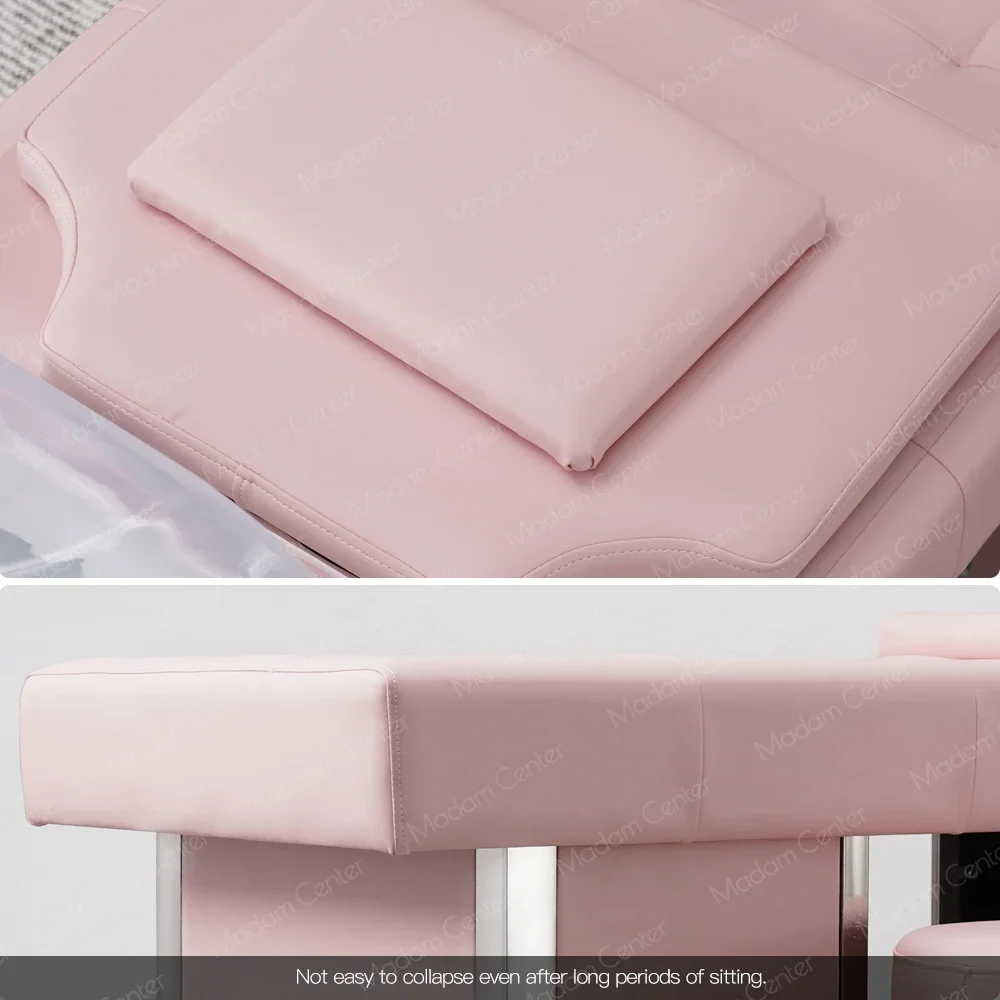 Przenośna miska do mycia włosów i fotel do salonu fryzjerskiego i spa z masażem głowy do użytku domowego.