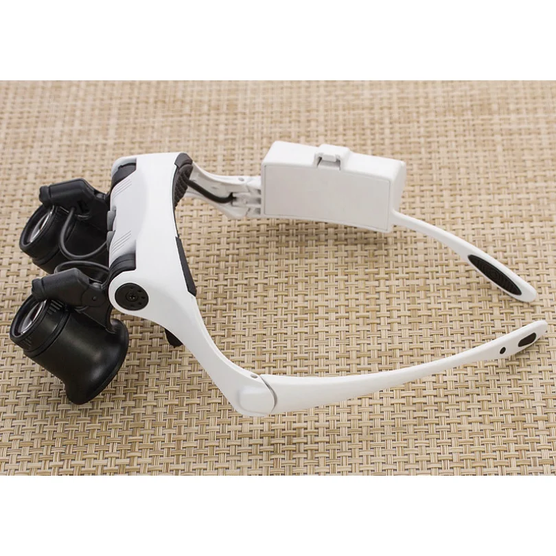 USB Chargeable Headband Magnifier with 4 Interchangeable HD Lenses LED Light for Antique Appraisal Watch Repair Clock Inspection