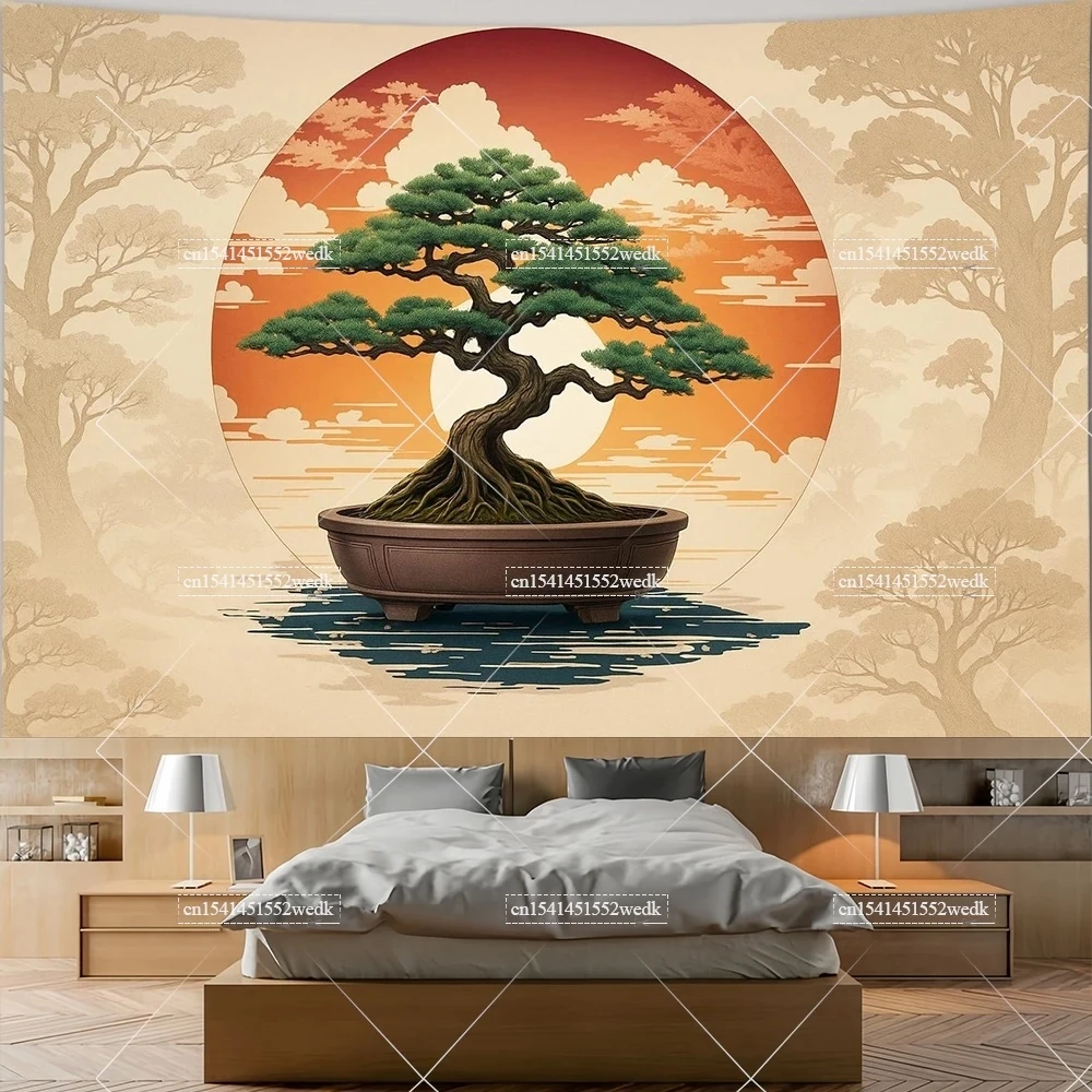 Bonsai Tree Wall Tapestrys Celestical Wildflower Tapestries Room Decor Aesthetic Altar Cloth Tarot Tapestrys Background Cloths
