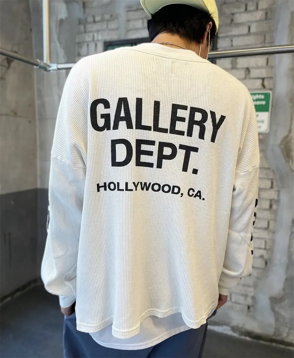 Gallery Dept Talk Monogram Print Waffle Long Sleeve T-Shirt