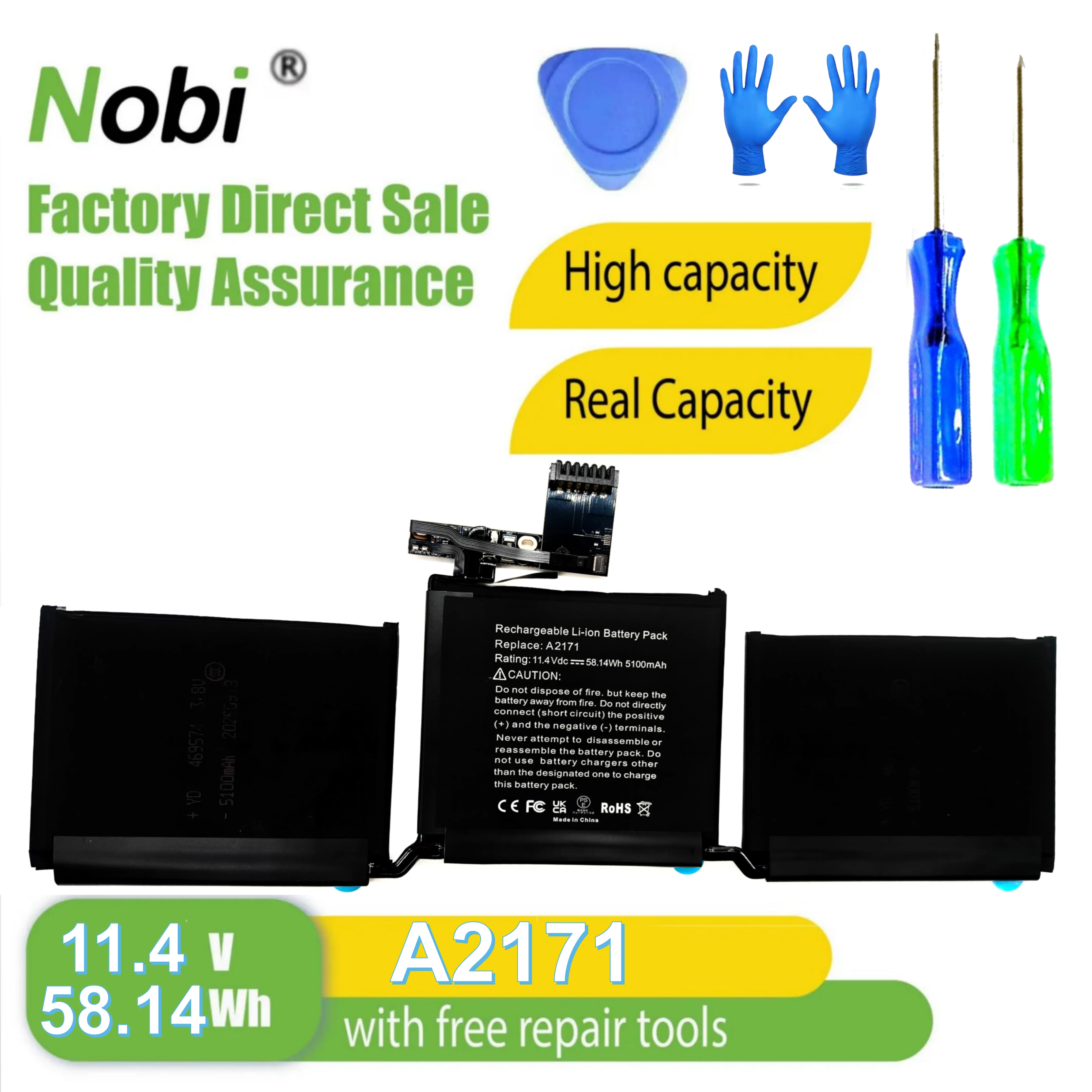 

Nobi A2171 A1713 A1708(2016,2017) A2159(2019) A2289(2020) A2338(2020,2022) battery for MacBook Pro 13 for EMC 2978/3164/3301