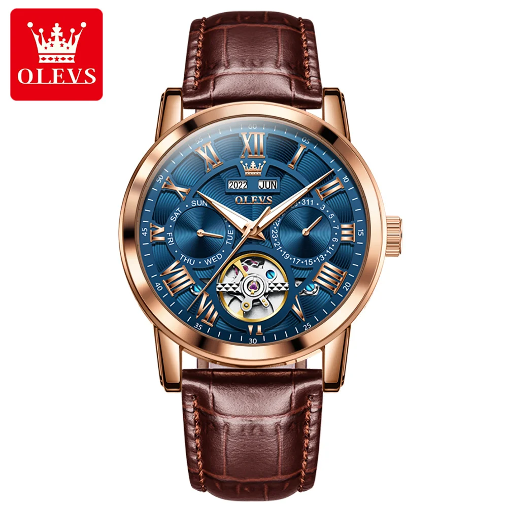 2023 NEW OLEVS Luxury Men's Watches Chronograph Automatic Mechanical Wristwatch Waterproof Luminous Watch for Man Date Sport