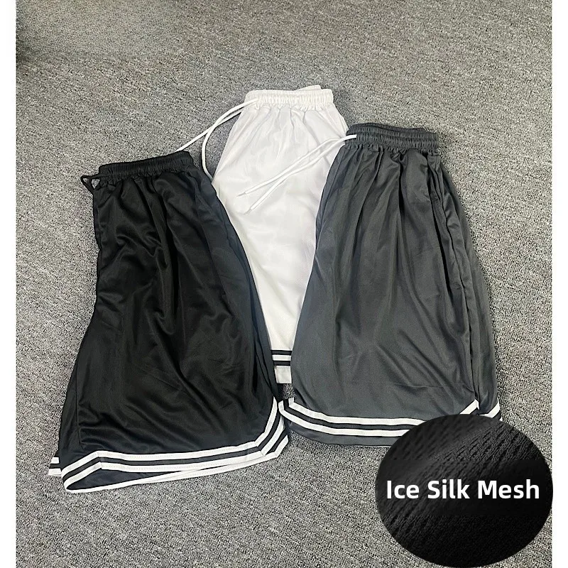 アイスシルクメッシュスポーツショーツメンズ夏ルーズプラスサイズ太った男性アウトドアウェア薄い速乾性ストレートカジュアルパンツ
