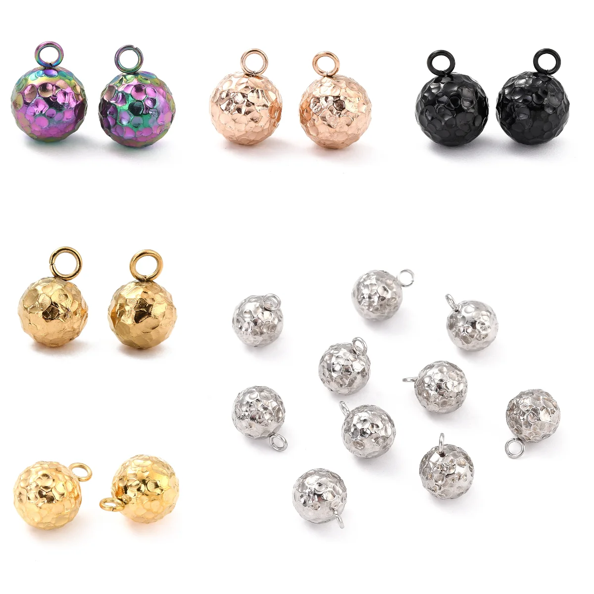 

10Pcs 304 Stainless Steel Charms Round Ball Metal Beads for Earrings Necklace DIY Jewelry Making Findings 9x6mm