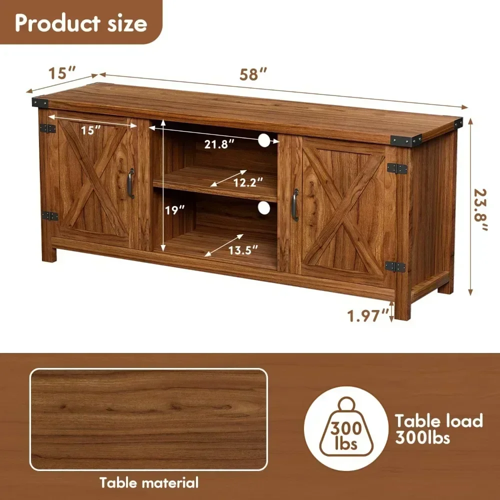 Hot-sellingModern Farmhouse TV Stand with Two Barn Doors and Storage Cabinets for Televisions up to 65+ Inch,Entertainment Cente