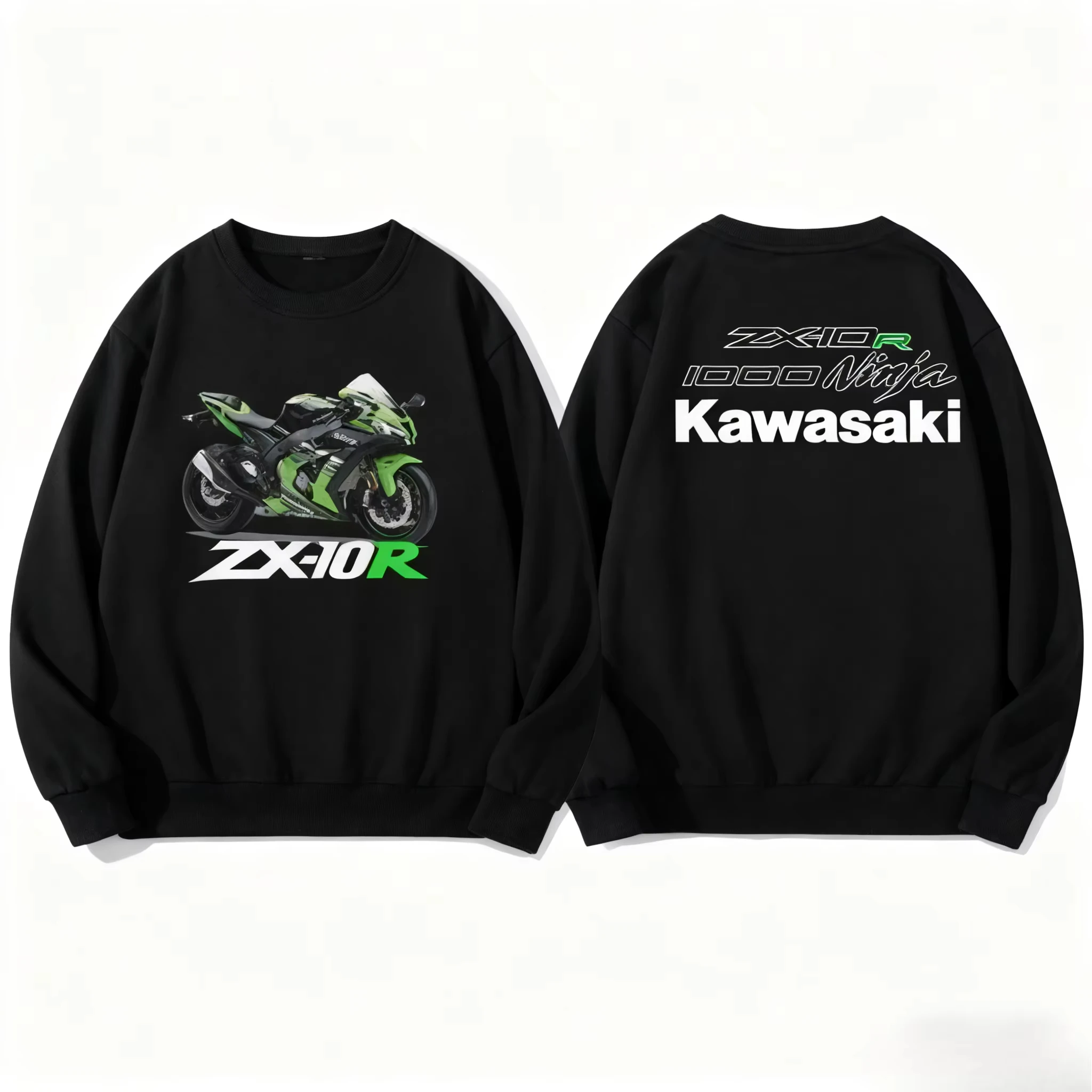 

New trendy Kawasaki motorcycle logo printed round-neck sweatshirt for men and women in the 2025 autumn/winter collection