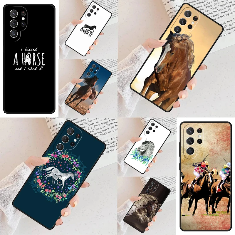 Horse Pony Pattern Phone Case For Samsung Galaxy S24 S23 S22 S21 Ultra S10 Note 10 Pro S20 Plus FE S9 S8 Cover