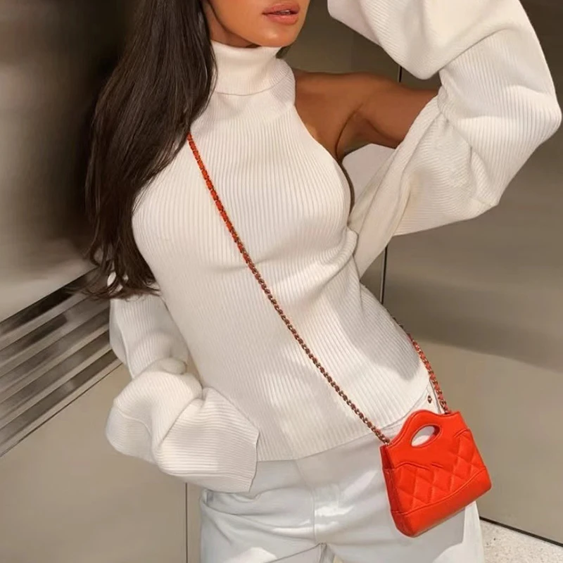 Oversized Drop Shoulder Long Sleeve Loose Sweater Shrug Pullover Women 2 Piece Knit Sweaters Turtleneck Sleeveless Rib Tank Tops