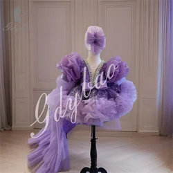 Girls Lilac Sequins Toddler Flower Girl Dress Asymmetrical Length Pageant Prom Party Formal Events Communion Gown
