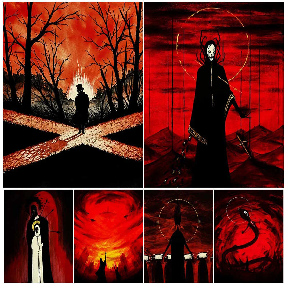 Lord Of The Undead In Hell Vintage Wall Art Canvas Painting The Undead Lost On The Fork In The Road Art Wicca Poster Print Decor