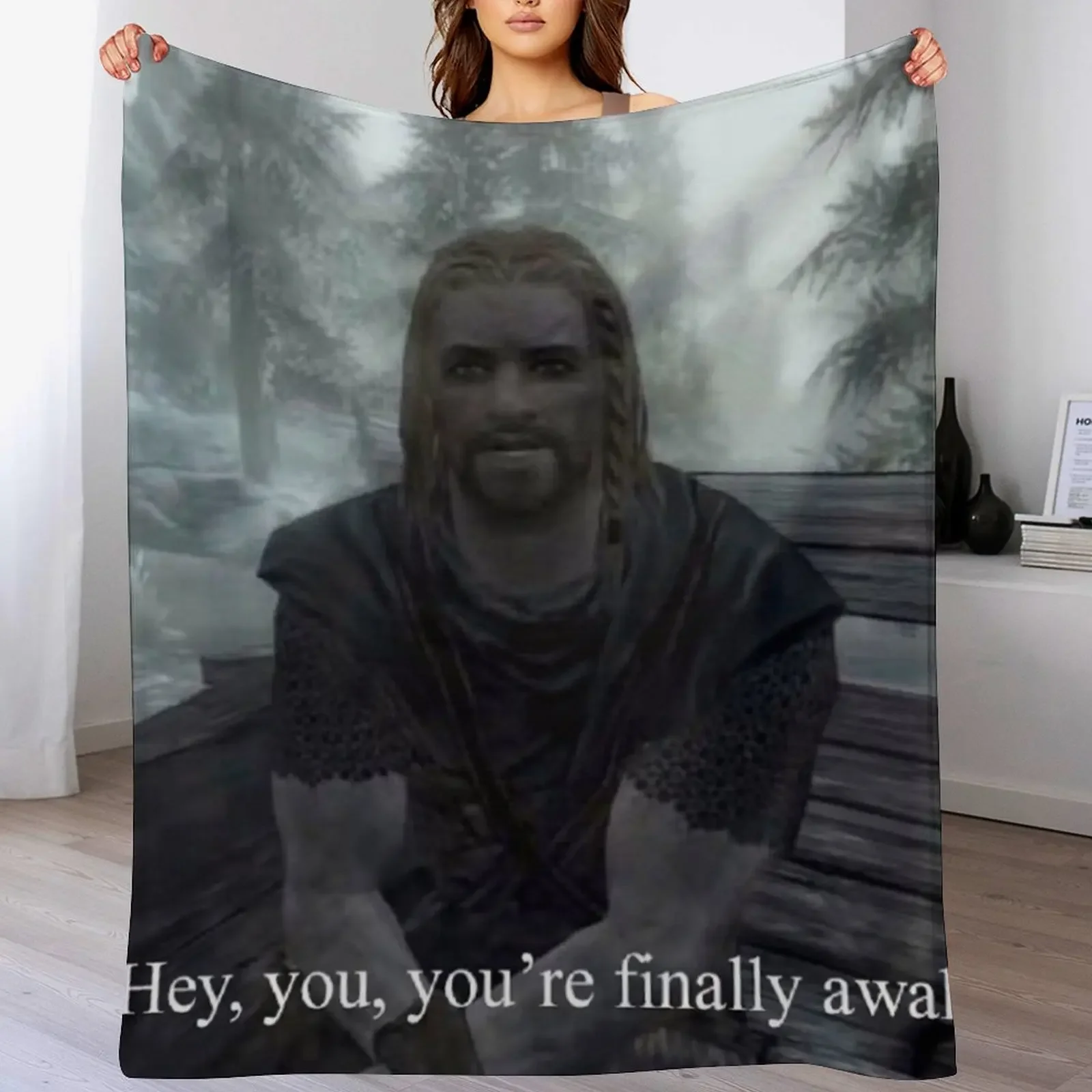 

Hey you’re finally awake Throw Blanket Nap Giant Sofa Fashion Sofas Beach Blankets