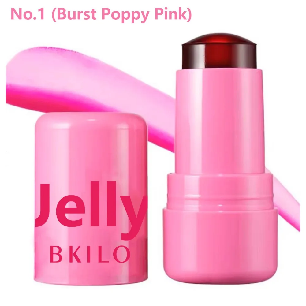 Barra de tinte Jelly rubor para mujer, resistente al agua, 3 en 1, hidratante facial para ojos, brillo de labios mate, larga duración, 4 colores, colorete en polvo, maquillaje