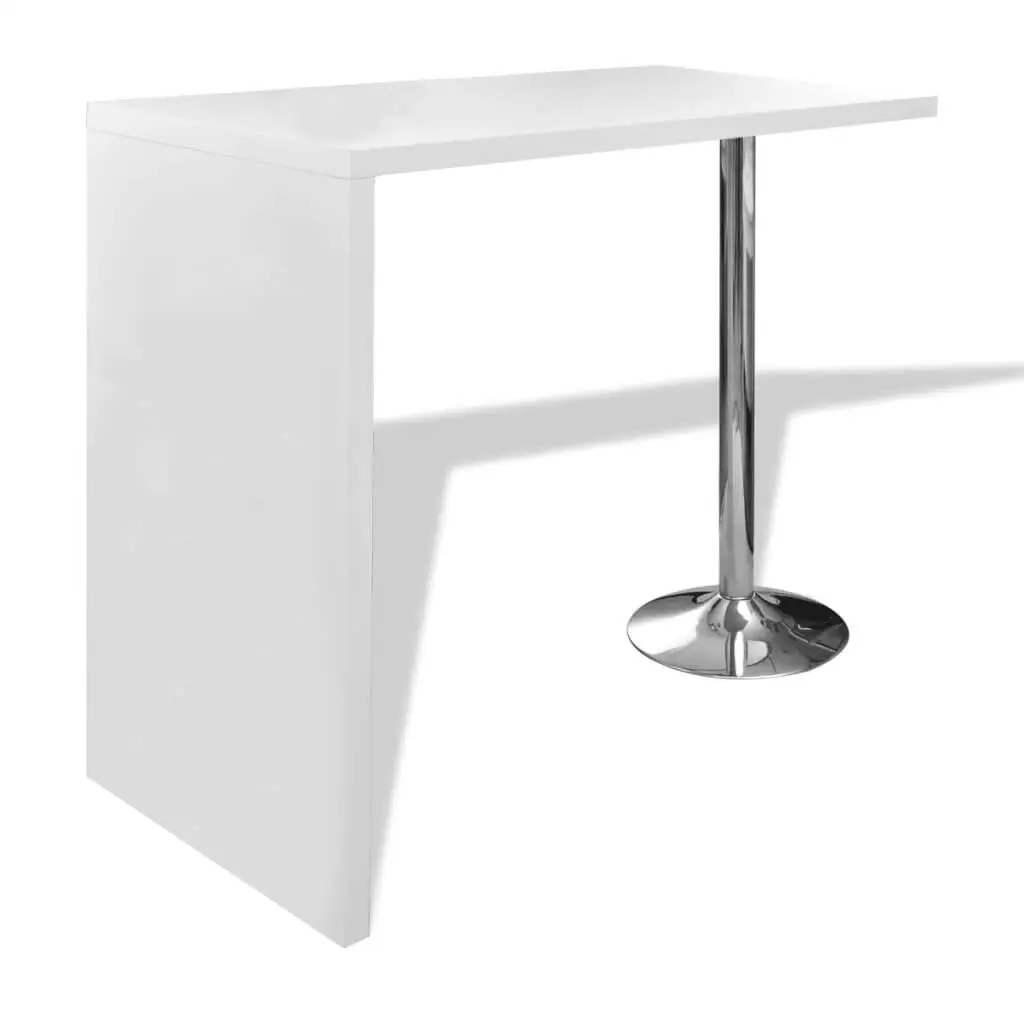 High Gloss White Bar Table with Single Steel Leg - Modern & Sleek Design