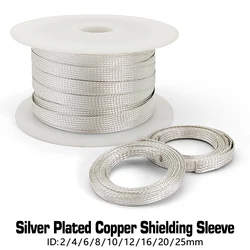 Silver Plated Copper Shielding Sleeve 2 4 12 10 Telescopic Braided Net Anti-Interference Wire Electromagnetic Wave Proof Sleeves