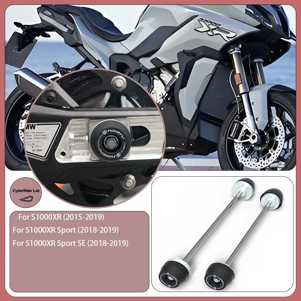 

For BMW S1000XR/Sport 2016-2023 F/R Wheel Spindle CNC Guards - Anti-Fall Protectors Tool-Free Rider Gift Back to School​
