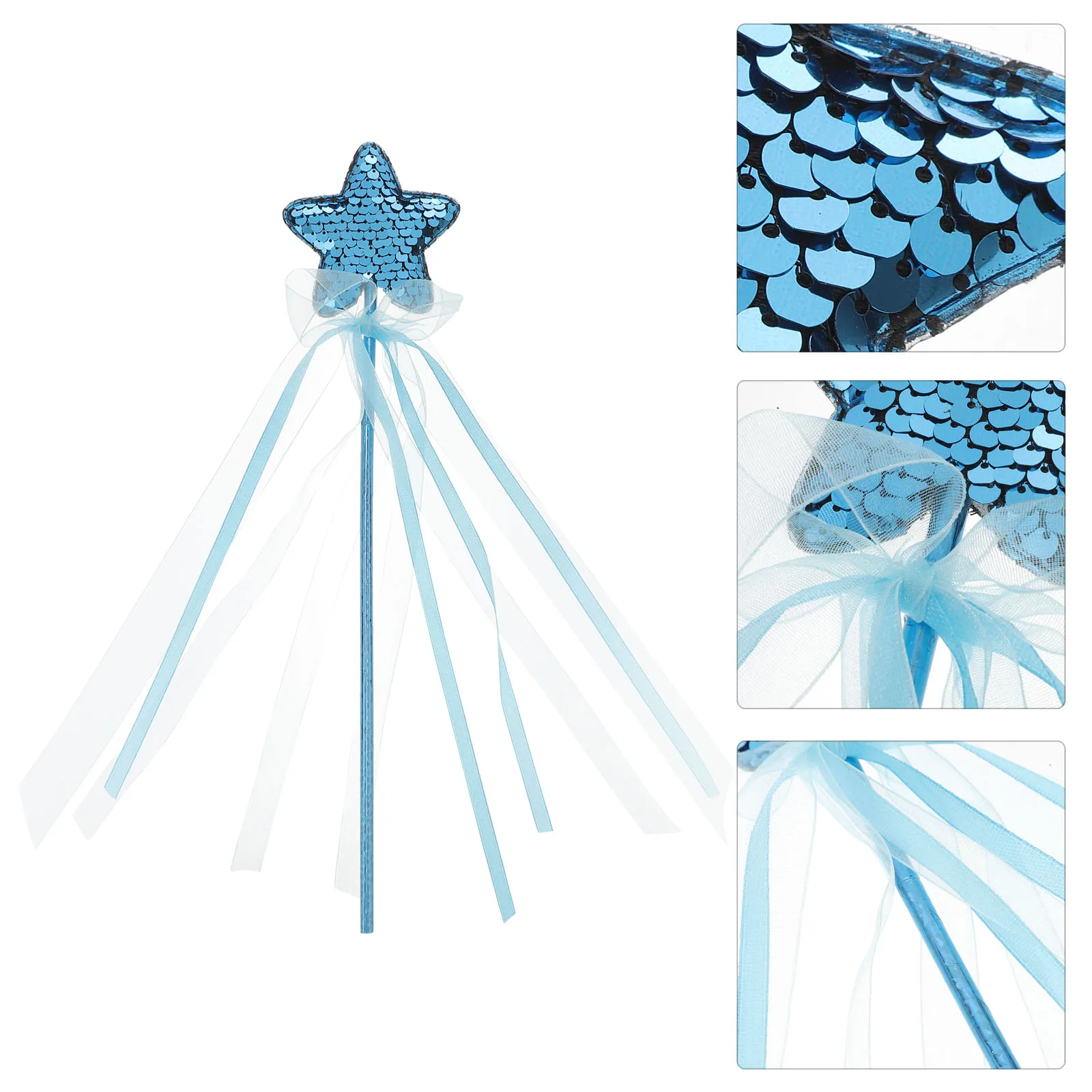 

Star Glitter Fairy Wand Baby Girls Angel Stick Sequin Ribbon Costume Prop Party Decoration Star Shaped Fairy Wand