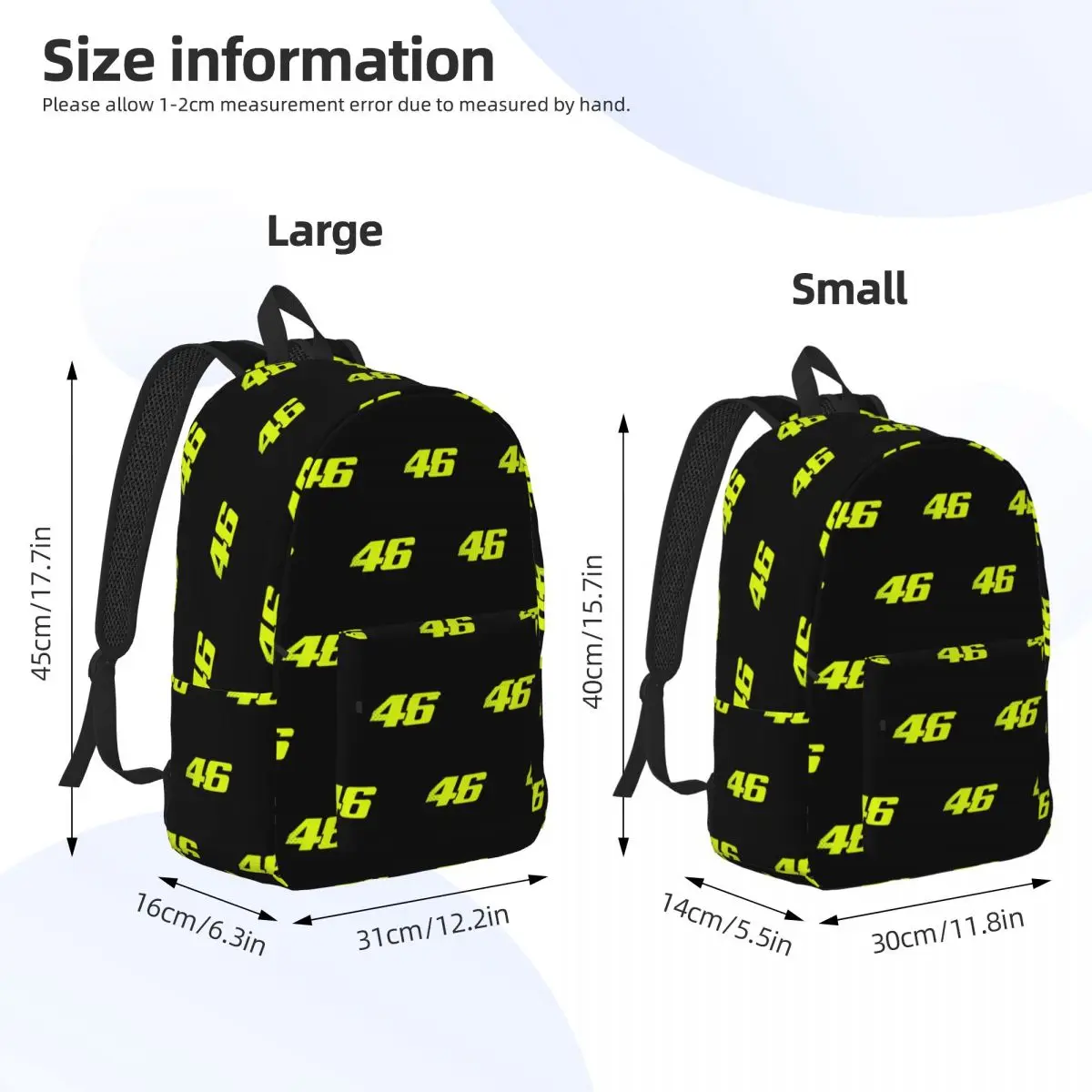 Vr-46 Cool Backpack Outdoor High School Work Daypack for Men Women College Shoulder Bag