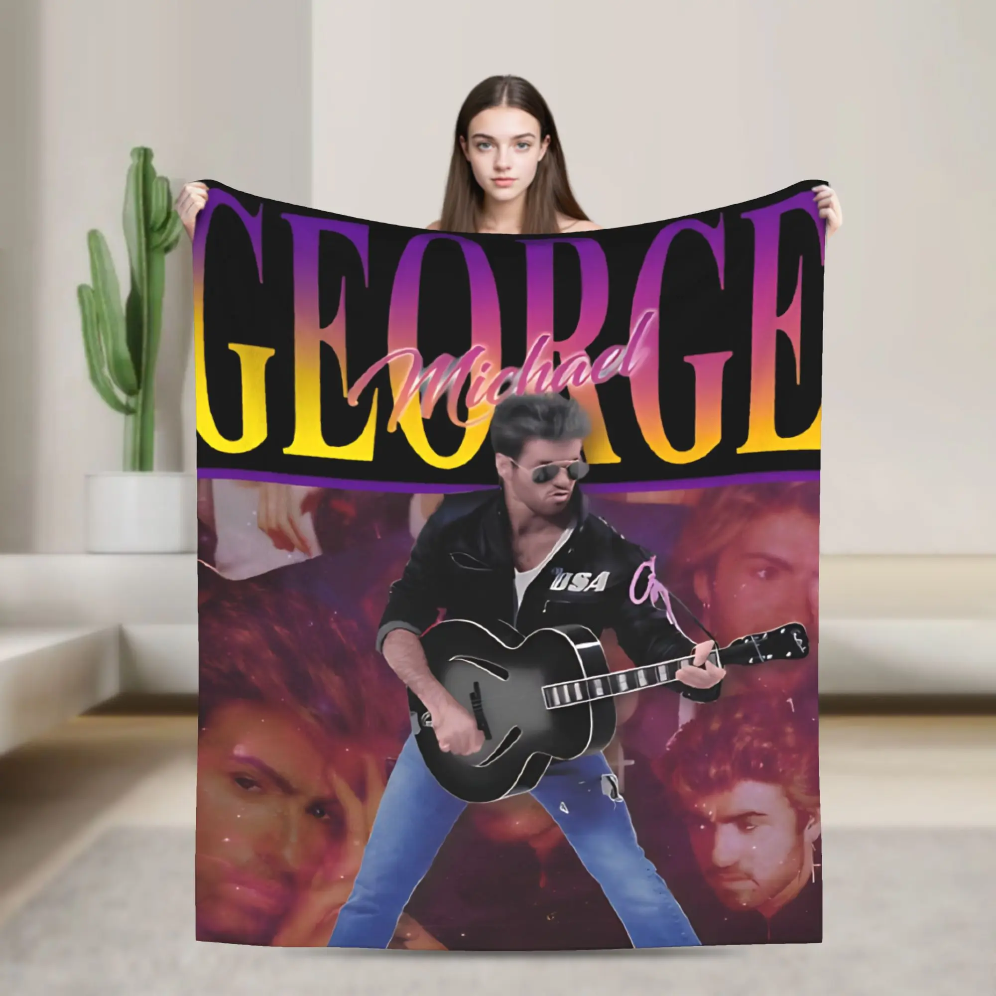 

George Michael Music Blanket Warm Soft Funny Plush Throw Blanket For Couch Bed Decorative Flannel Bedspread Bed Cover