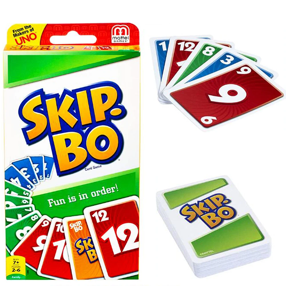 Mattel Games UNO:SKIP BO Card Game Multiplayer UNO Card Game Family Party Games Toys Kids Christmas Toy Gift