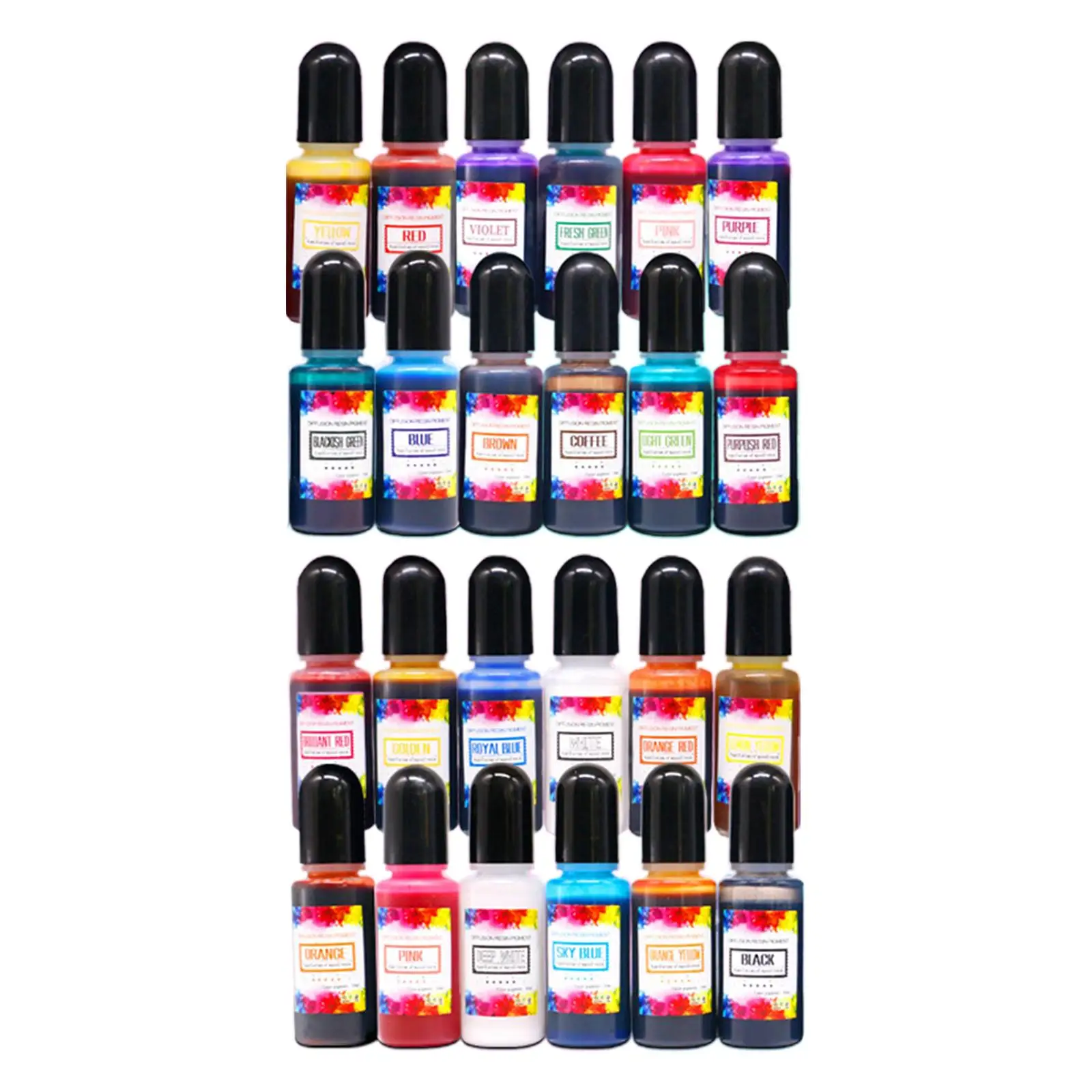 Alcohol Ink Dye Pigment Bundle 24 Colors 10ml for Epoxy Resin Painting Resin Casting and Tumbler Creative DIY Art